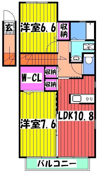 ソフィア(2LDK/2階)の間取り写真