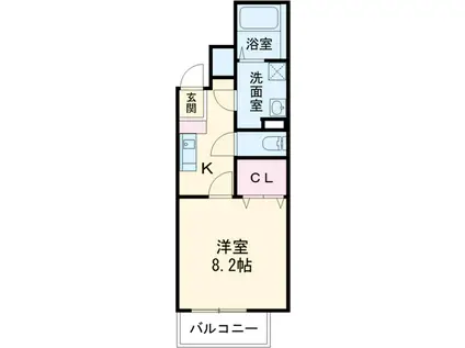 ピークショア北信太(1K/3階)の間取り写真