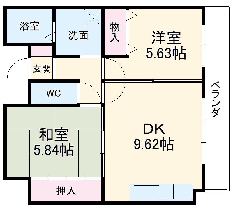 シティ・ライフ グランヴィーネ星ヶ丘 A(2DK/3階)の間取り写真