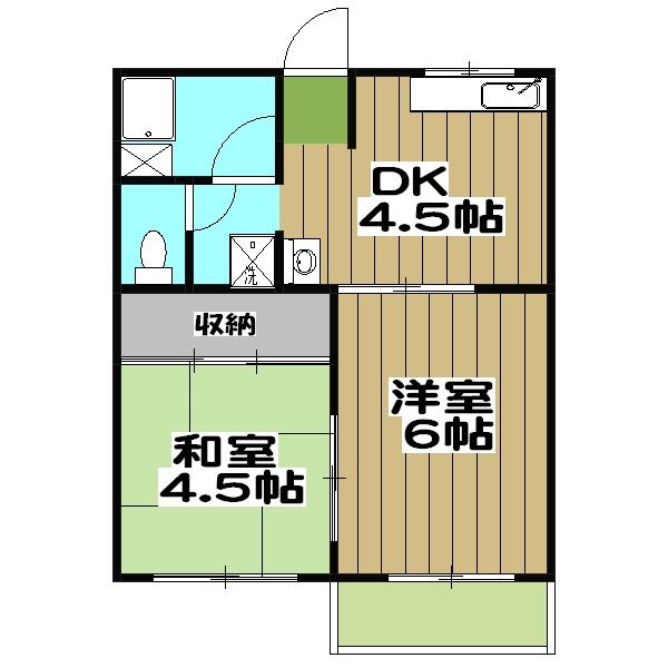 ハイツ野村(2DK/1階)の間取り写真