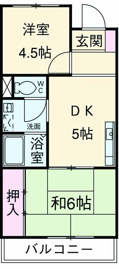 ロイヤルコーポ忠岡(2DK/4階)の間取り写真