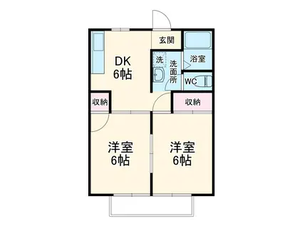 コンフォール山崎B(2DK/2階)の間取り写真