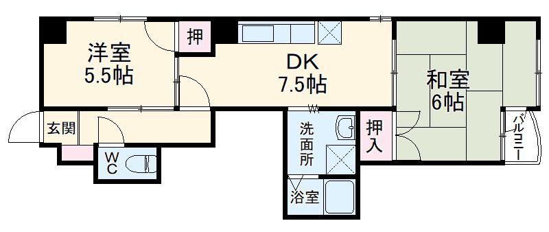 ヴィラツィンクル(2DK/3階)の間取り写真