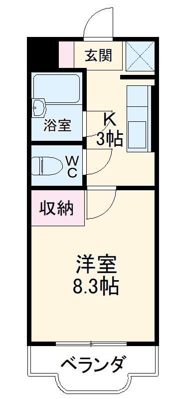 テクトピア秦野(1K/3階)の間取り写真
