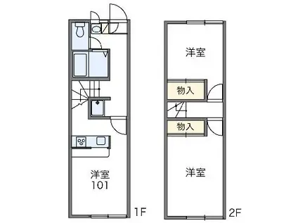 レオパレスたたら(2DK/1階)の間取り写真