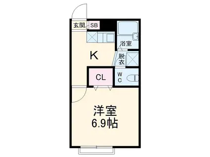 プレジール花島公園Ⅰ(1K/1階)の間取り写真