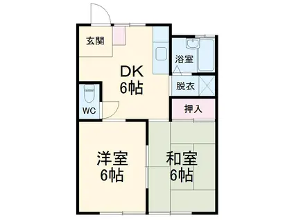 岩田コーポ(2DK/3階)の間取り写真