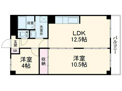 五条ローズハイツA棟(2LDK/8階)の間取り写真
