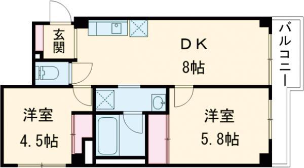 スカイライト瑞江(2DK/3階)の間取り写真