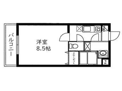ミルフォード(1K/4階)の間取り写真