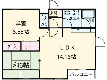 バードタウン6番館(2LDK/3階)の間取り写真