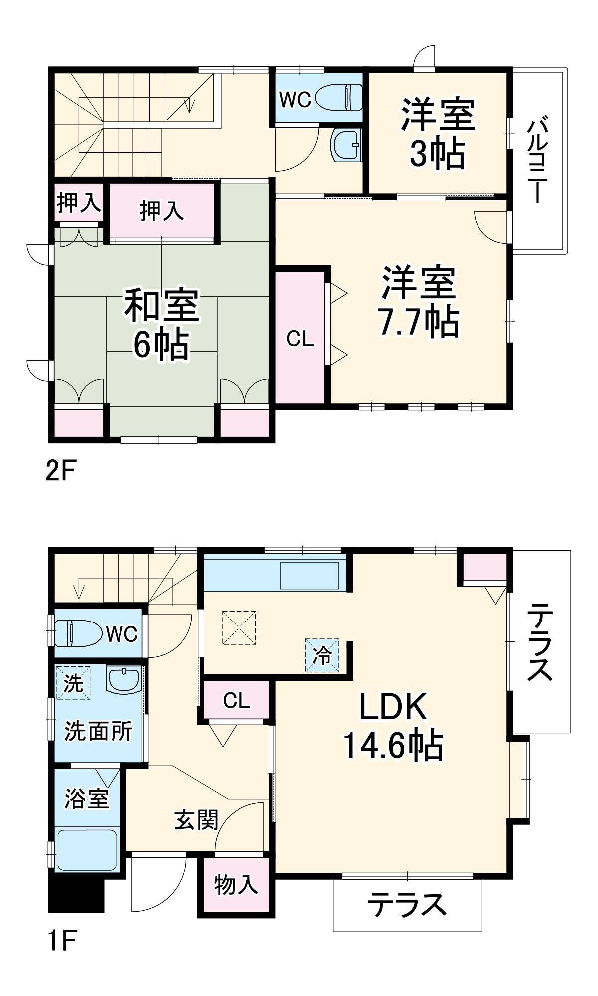 小田急電鉄小田原線 本厚木駅 バス乗車時間：11分 林バス停で下車 徒歩2分 2階建 築25年(3LDK)の間取り写真