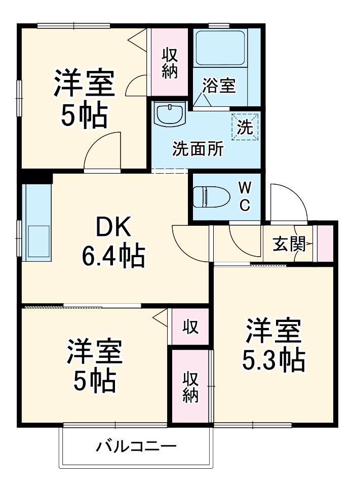 エステート小藤1(3DK/1階)の間取り写真