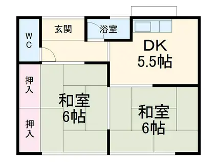 名鉄犬山線 柏森駅 徒歩21分 1階建 築50年(2DK)の間取り写真
