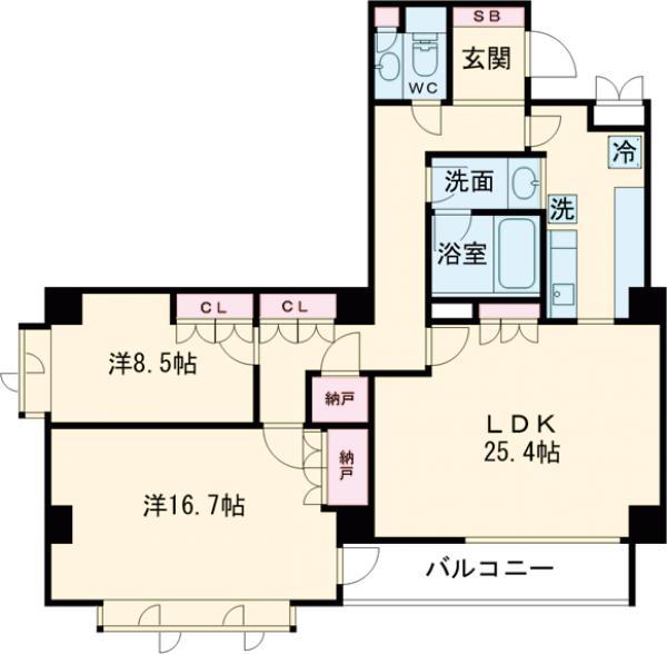 ステラメゾン碑文谷(2LDK/2階)の間取り写真