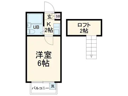 ジュネパレス柏第17(1K/2階)の間取り写真