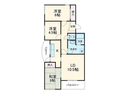 明開ハイツB(3LDK/3階)の間取り写真