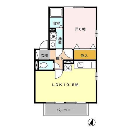 エル古城I/II/III(1LDK/2階)の間取り写真
