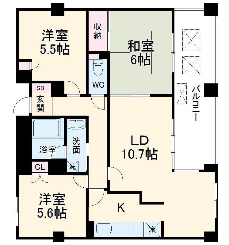 パティオス8番街(3LDK/4階)の間取り写真
