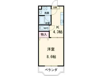 ボンヌシャンスK(1DK/1階)の間取り写真