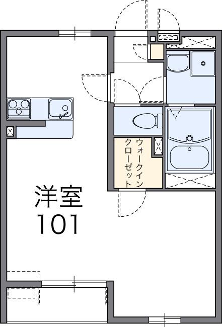 レオネクストホワイトクローバー(1K/1階)の間取り写真