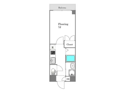 ベルパーシモン(1K/3階)の間取り写真
