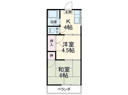 エコーハイム(2K/1階)の間取り写真