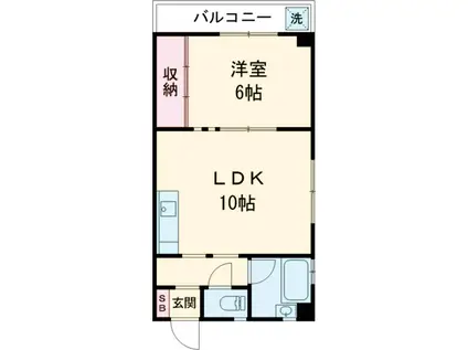 吉野ビル(1LDK/2階)の間取り写真