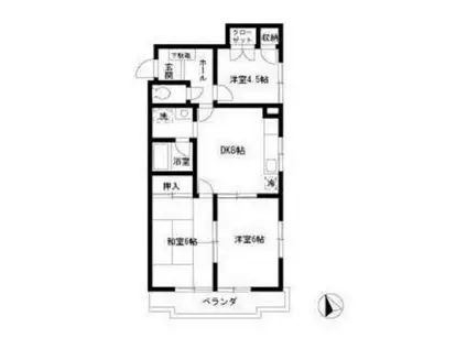 メゾン本行徳(3DK/1階)の間取り写真