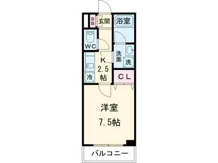 プレミアムキューブ奥沢♯MO(1K/1階)の間取り写真