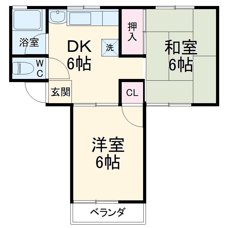 中原ハイツ(2DK/1階)の間取り写真
