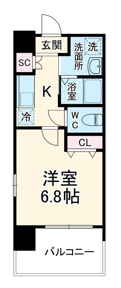 レジディア船橋Ⅰ(1K/6階)の間取り写真