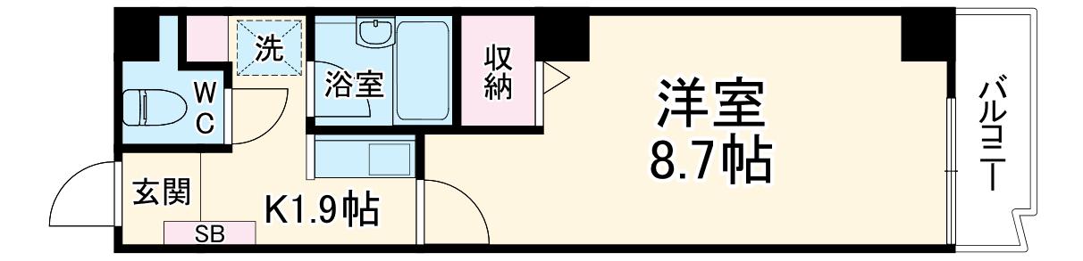 アーバンシティ栄生(1K/2階)の間取り写真
