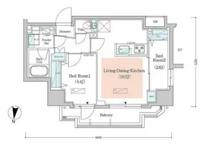 アーバネックス西新宿Ⅱ(2LDK/2階)の間取り写真