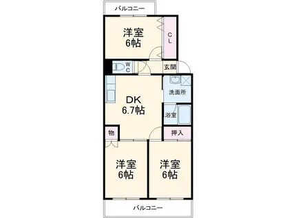 メゾン・デ・マグノーリア(3DK/1階)の間取り写真