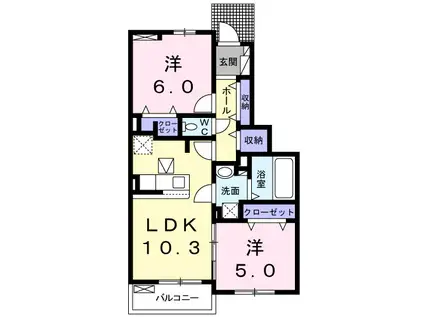 コリーヌ(2LDK/1階)の間取り写真