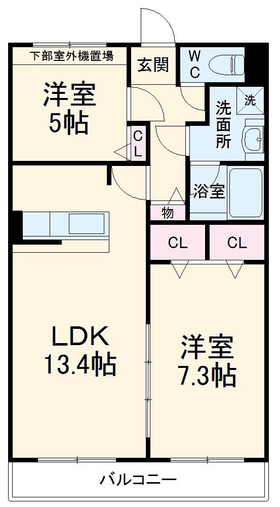 グラン・フィオーレ向日町(2LDK/4階)の間取り写真