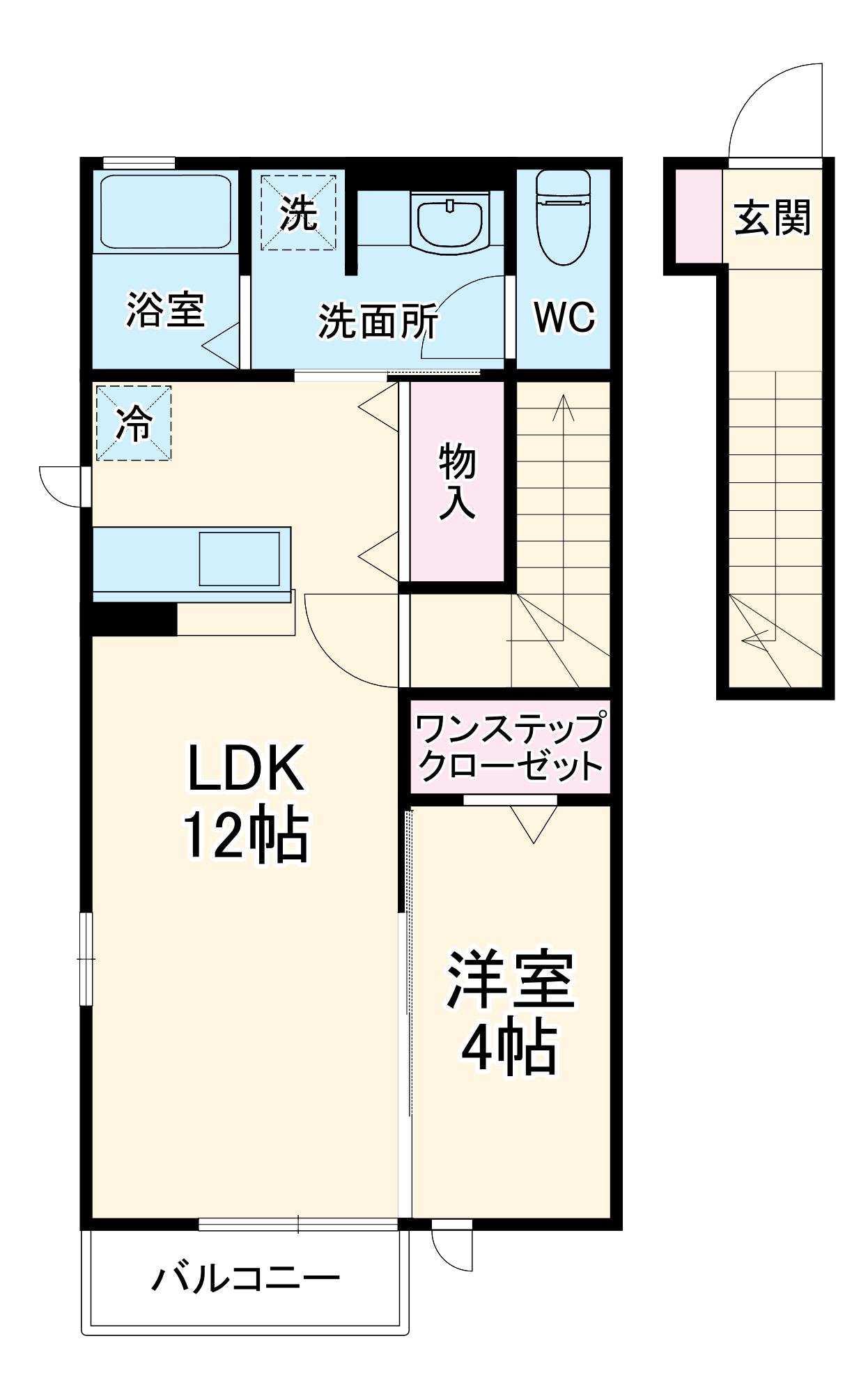 ヴェルテマレ コマノ(1LDK/2階)の間取り写真
