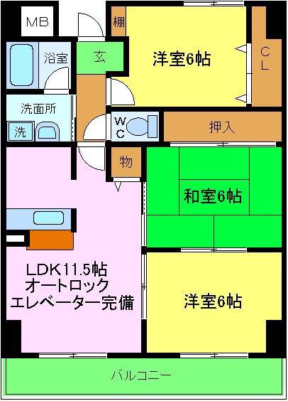 サンクレスト岸和田(3LDK/2階)の間取り写真