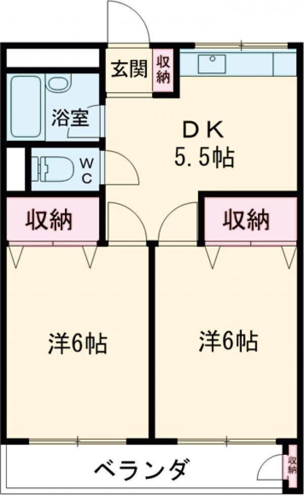 TCハイツ田無(2DK/1階)の間取り写真