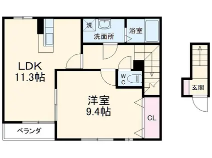 ヴィラ・ドレッセ(1LDK/2階)の間取り写真