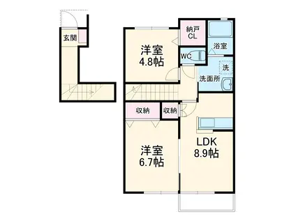 レイン・ツリー・ヴィレッジ(2DK/2階)の間取り写真