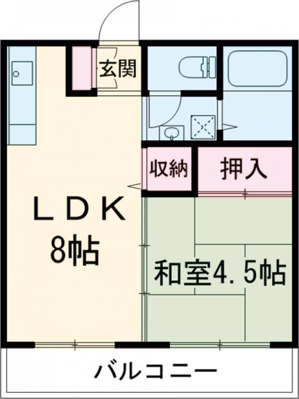 ハウスミルフィーユA(1LDK/2階)の間取り写真