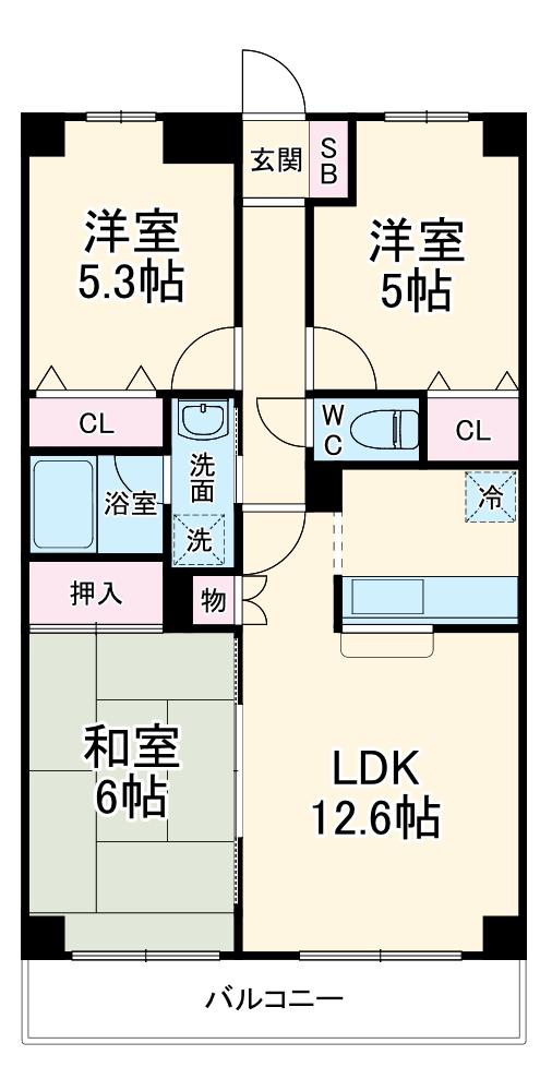 ヒロチサト(3LDK/2階)の間取り写真
