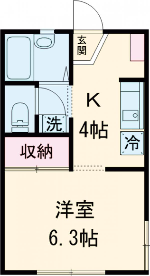 プラムコット(1K/1階)の間取り写真