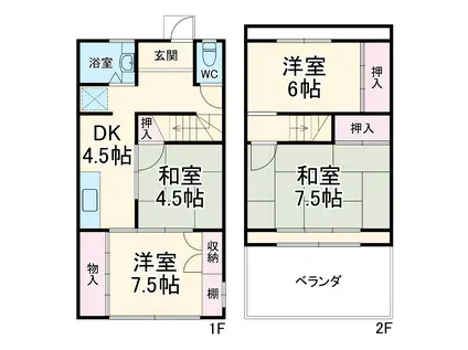 富士見テラスハウス(4DK)の間取り写真