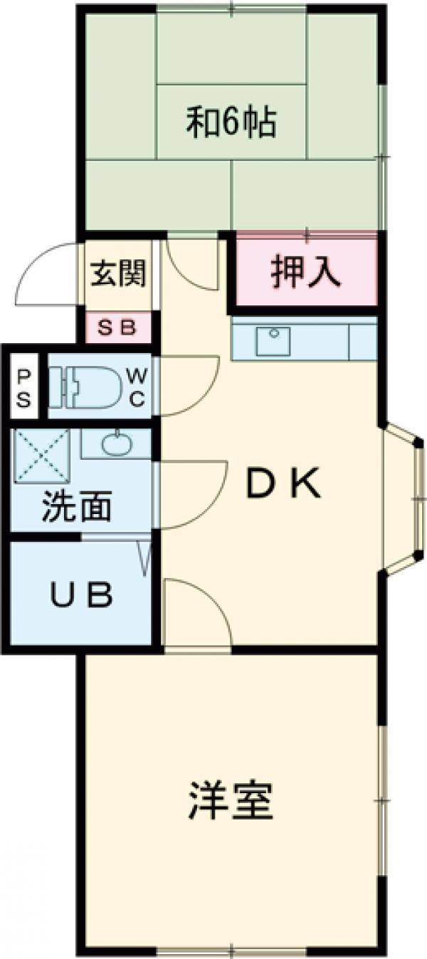 ライフメイト高徳 1番館(2DK/1階)の間取り写真