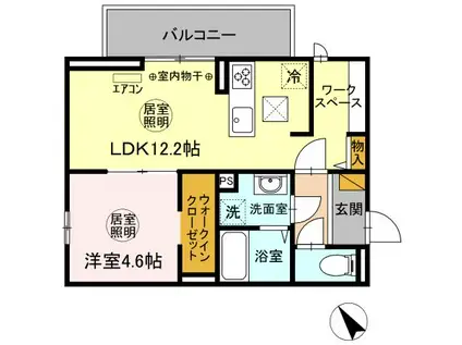 エーデルワイス(1LDK/1階)の間取り写真