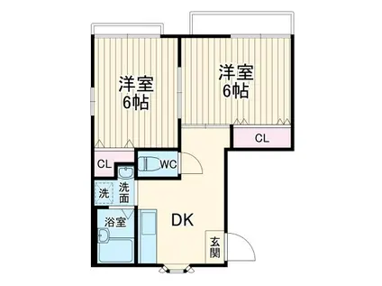 ラ・セゾン(2DK/2階)の間取り写真
