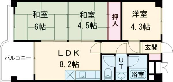 トキワパレス(3DK/7階)の間取り写真
